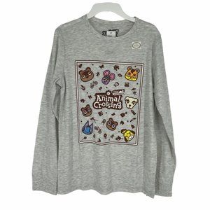 Nintendo Boys' Animal Crossing Long Sleeve Graphic Tee Size LG Gray